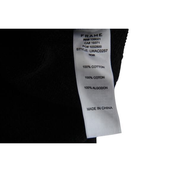 Frame Sweatshirt Small Black Scalloped Hem Puff Bishop Sleeve Pullover - Picture 4 of 7